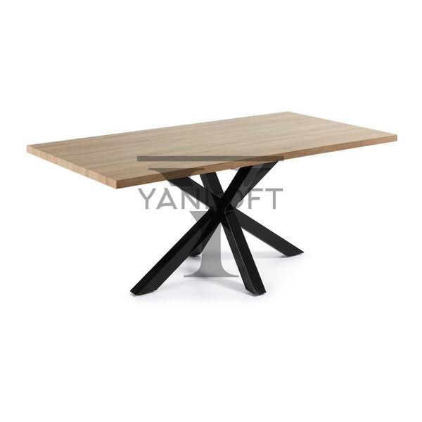 Обеденный стол в стиле лофт с дубовой столешнице Yanloft LT10 LT09 фото