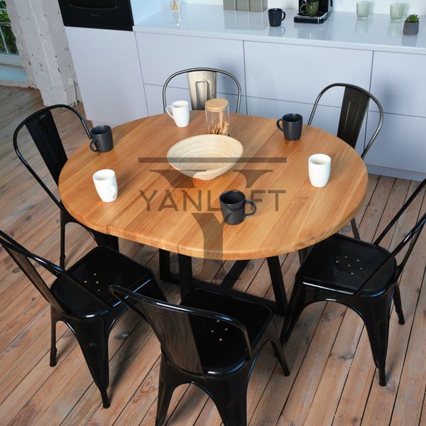 Роздвижний обідній стіл в стилі лофт з дубовою стільницею Yanloft LT09 LT09 фото